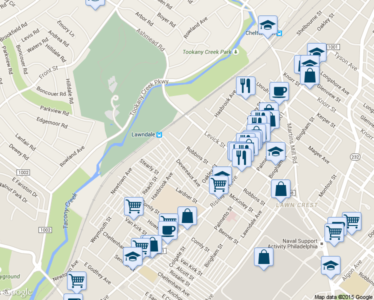 map of restaurants, bars, coffee shops, grocery stores, and more near 6227 Hasbrook Avenue in Philadelphia