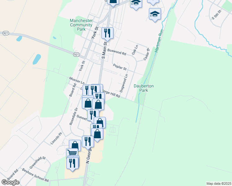 map of restaurants, bars, coffee shops, grocery stores, and more near 52 Forge Hill Road in Manchester