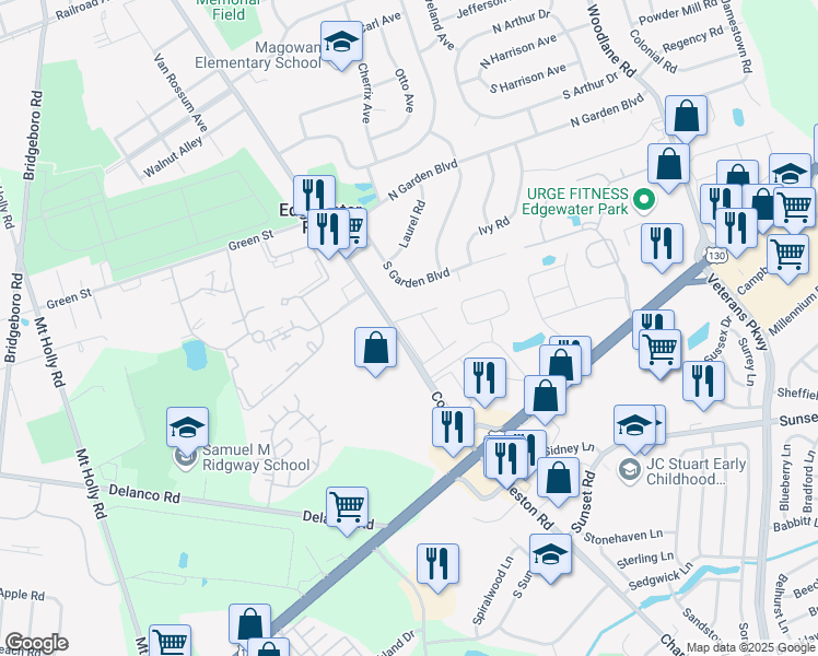 map of restaurants, bars, coffee shops, grocery stores, and more near 1294 Cooper Street in Beverly