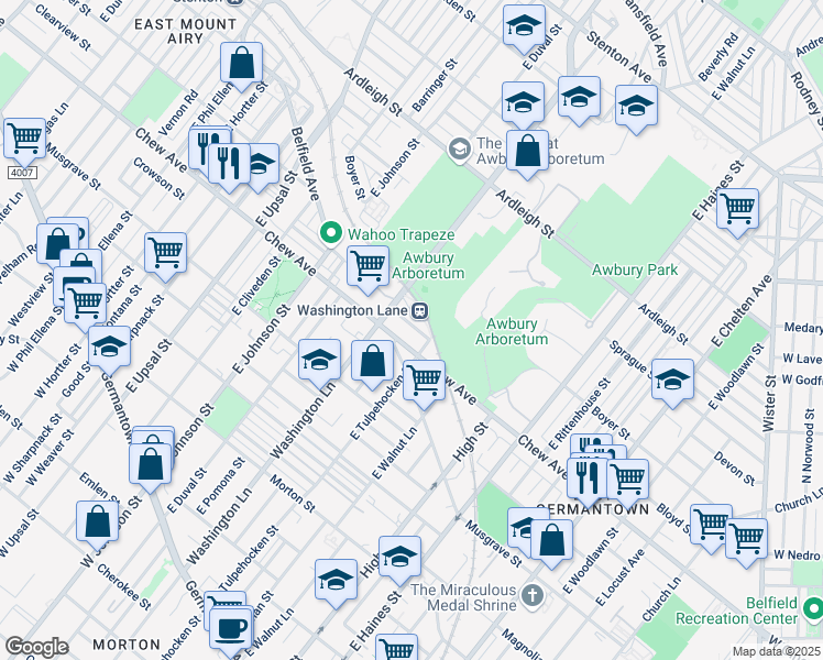 map of restaurants, bars, coffee shops, grocery stores, and more near 6226 Clearview Street in Philadelphia