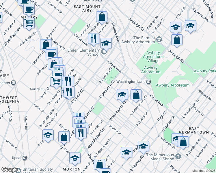 map of restaurants, bars, coffee shops, grocery stores, and more near in Philadelphia