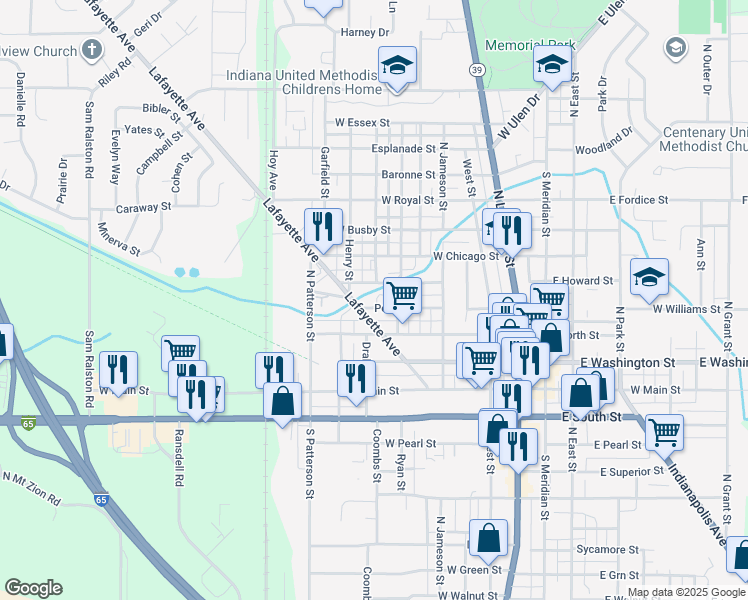 map of restaurants, bars, coffee shops, grocery stores, and more near 721 Powell Street in Lebanon