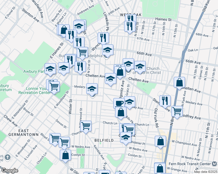 map of restaurants, bars, coffee shops, grocery stores, and more near 1945 Medary Avenue in Philadelphia