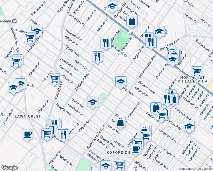 map of restaurants, bars, coffee shops, grocery stores, and more near 1026 Disston St in Philadelphia