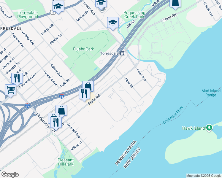 map of restaurants, bars, coffee shops, grocery stores, and more near 5008 North Convent Lane in Philadelphia
