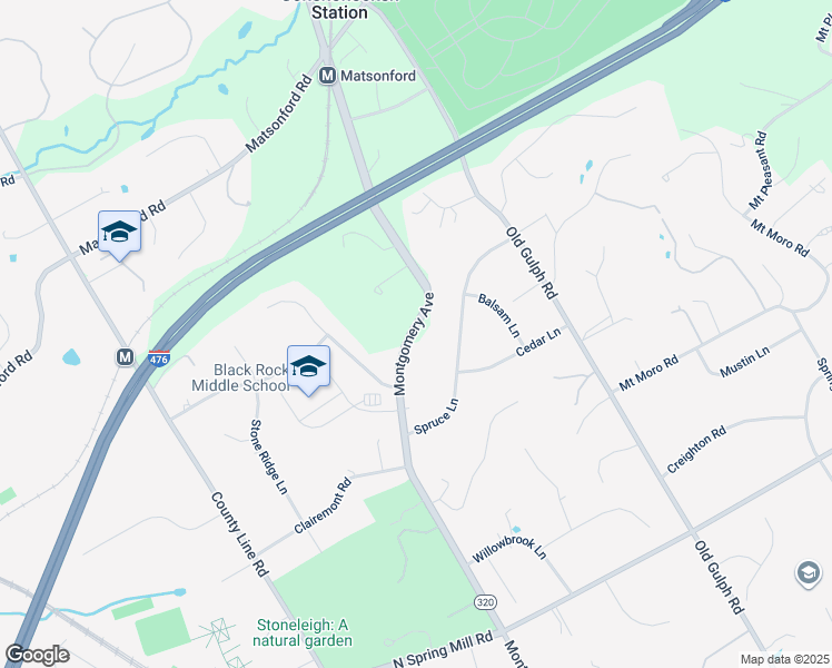 map of restaurants, bars, coffee shops, grocery stores, and more near 1915 Montgomery Avenue in Villanova