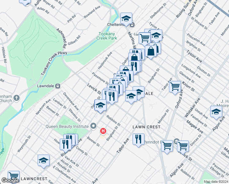 map of restaurants, bars, coffee shops, grocery stores, and more near in Philadelphia