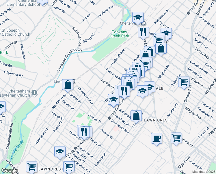 map of restaurants, bars, coffee shops, grocery stores, and more near 6329 Oakley Street in Philadelphia