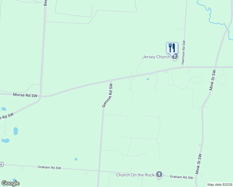 map of restaurants, bars, coffee shops, grocery stores, and more near 2623 Summit Road Southwest in Pataskala
