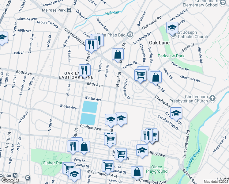 map of restaurants, bars, coffee shops, grocery stores, and more near 6522 North 2nd Street in Philadelphia
