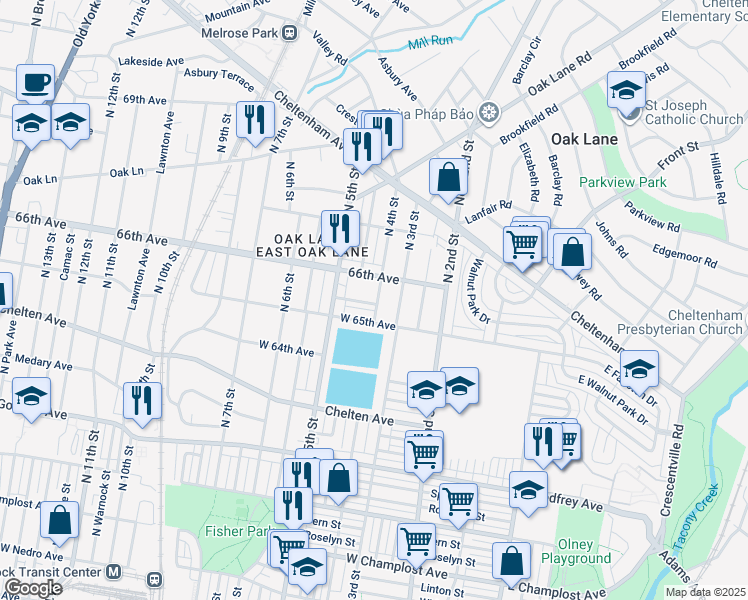 map of restaurants, bars, coffee shops, grocery stores, and more near 401 Acker Street in Philadelphia