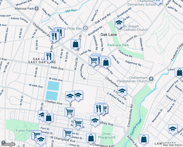 map of restaurants, bars, coffee shops, grocery stores, and more near 141 Covington Road in Philadelphia