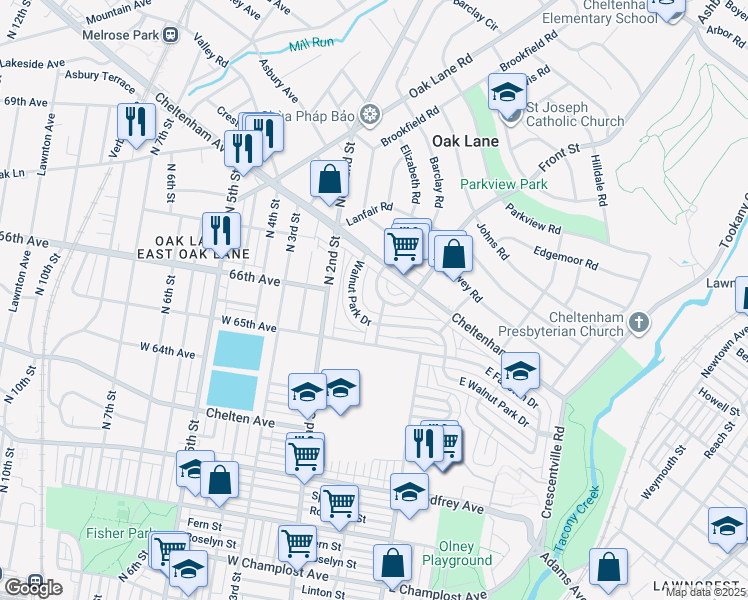 map of restaurants, bars, coffee shops, grocery stores, and more near 6532 North Mascher Street in Philadelphia