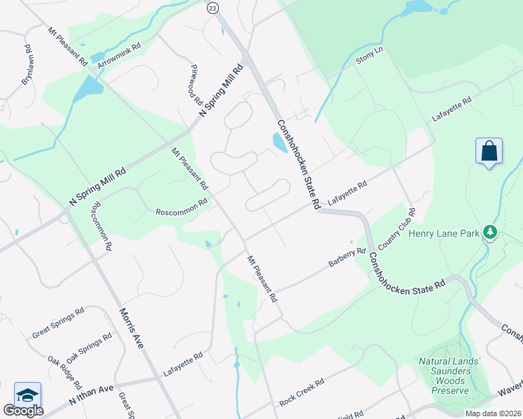 map of restaurants, bars, coffee shops, grocery stores, and more near 1018 Broadmoor Road in Bryn Mawr