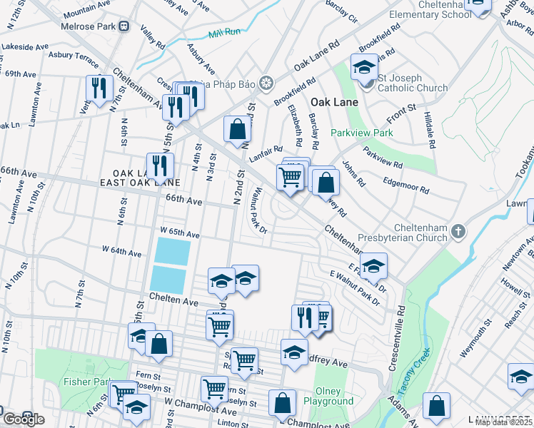 map of restaurants, bars, coffee shops, grocery stores, and more near 6536 North Mascher Street in Philadelphia