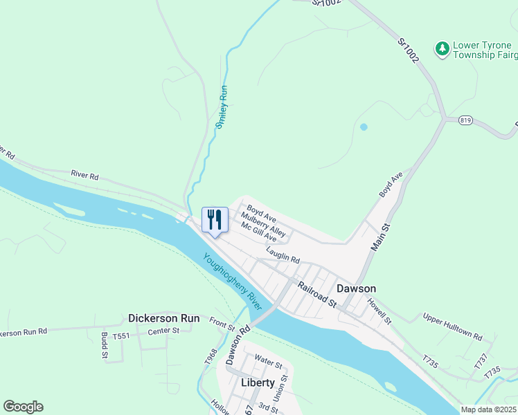 map of restaurants, bars, coffee shops, grocery stores, and more near 217 Boyd Avenue in Dawson