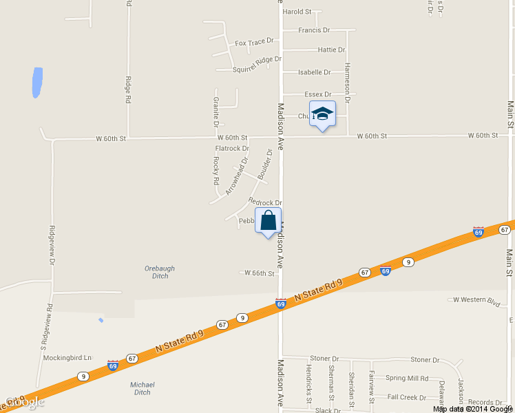 map of restaurants, bars, coffee shops, grocery stores, and more near 1035 Redrock Drive in Anderson