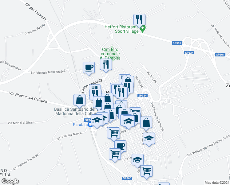 map of restaurants, bars, coffee shops, grocery stores, and more near in Parabita