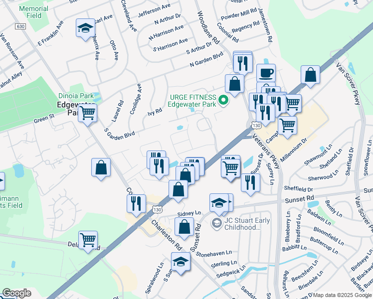map of restaurants, bars, coffee shops, grocery stores, and more near in Beverly