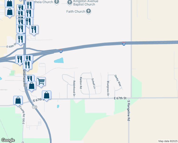 map of restaurants, bars, coffee shops, grocery stores, and more near 2840 Rand Lane in Anderson