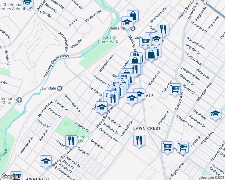 map of restaurants, bars, coffee shops, grocery stores, and more near 418 Passmore Street in Philadelphia