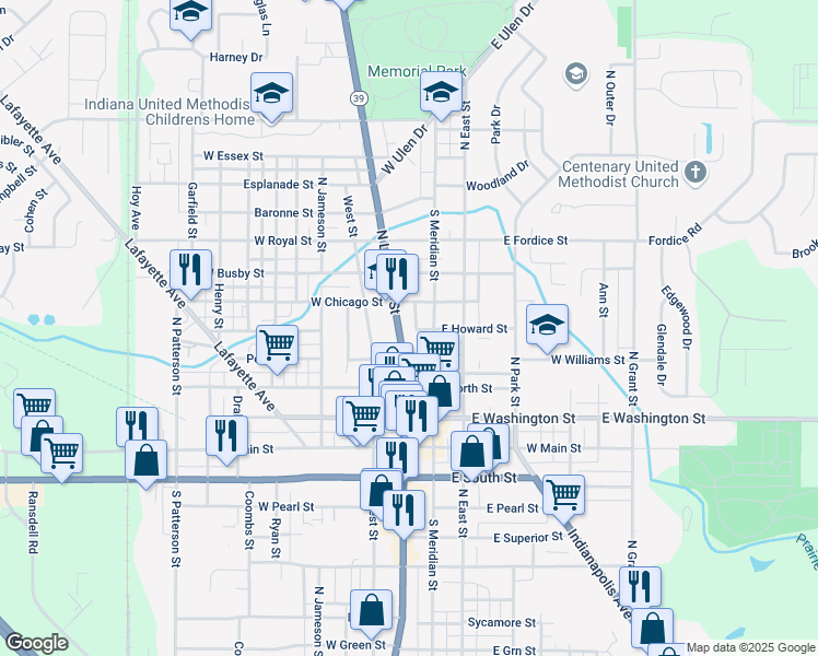 map of restaurants, bars, coffee shops, grocery stores, and more near 517 North Lebanon Street in Lebanon