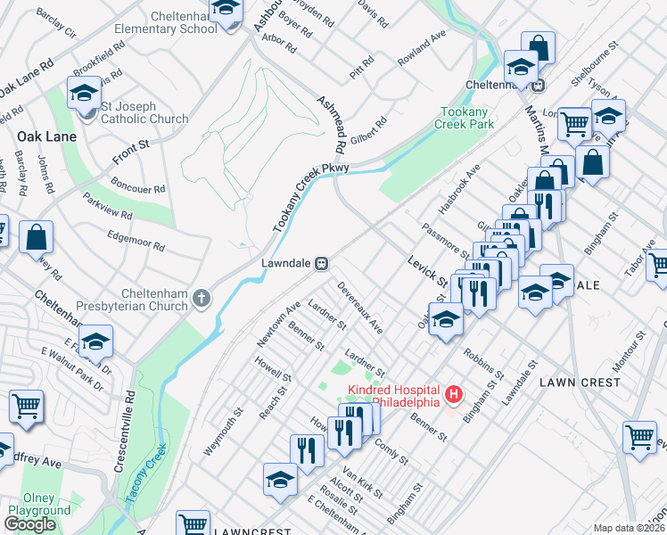 map of restaurants, bars, coffee shops, grocery stores, and more near in Montgomery County
