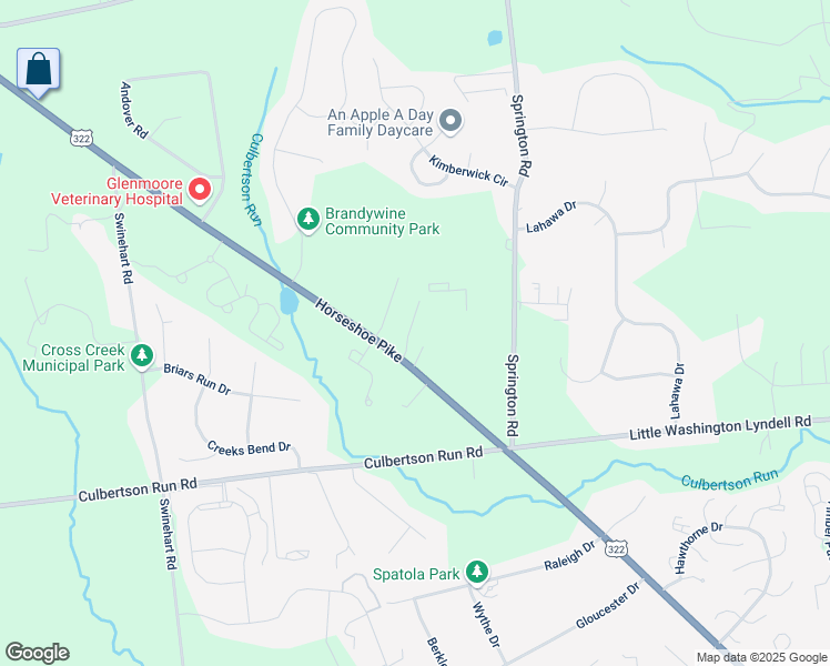 map of restaurants, bars, coffee shops, grocery stores, and more near 296 James Drive in Glenmoore