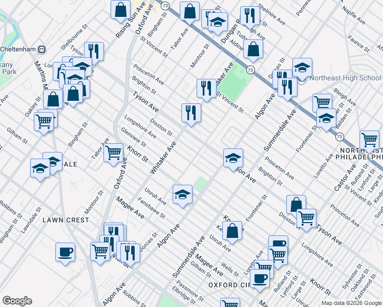 map of restaurants, bars, coffee shops, grocery stores, and more near 918 Disston Street in Philadelphia