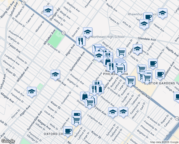 map of restaurants, bars, coffee shops, grocery stores, and more near 1310 Wellington Street in Philadelphia