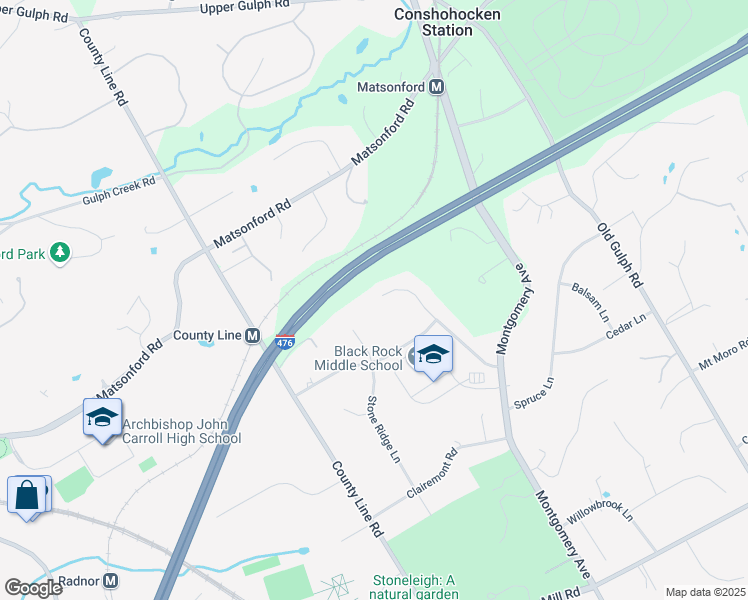 map of restaurants, bars, coffee shops, grocery stores, and more near 2181 North Stone Ridge Lane in Villanova