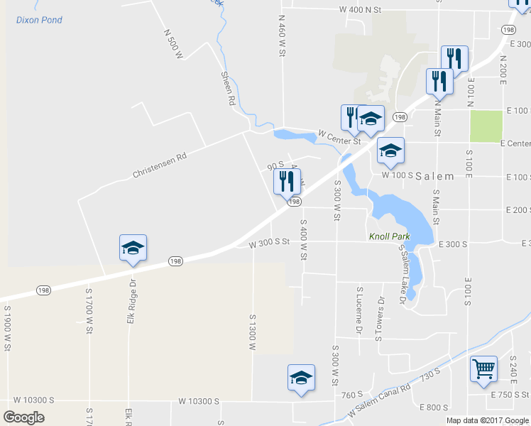 map of restaurants, bars, coffee shops, grocery stores, and more near N Hwy 91 in Salem