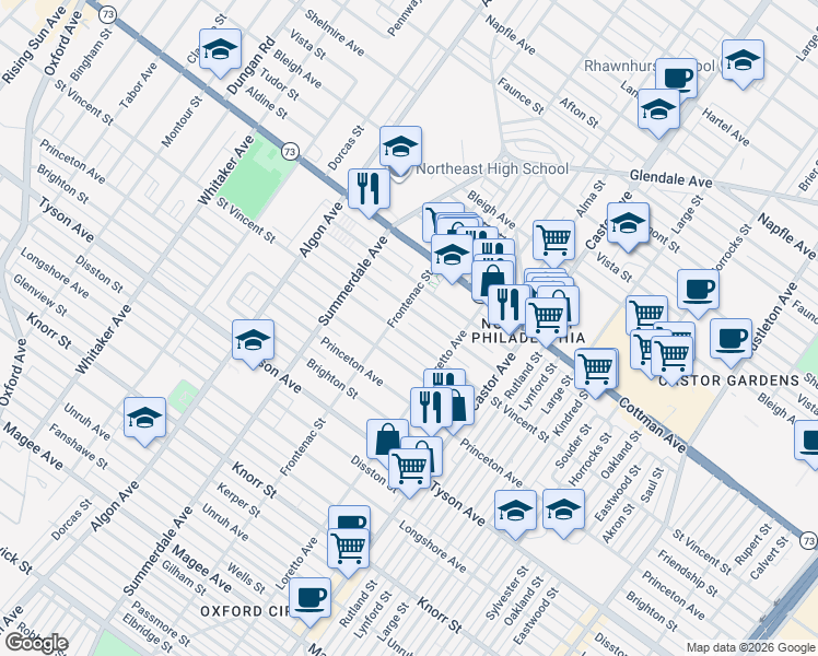 map of restaurants, bars, coffee shops, grocery stores, and more near 1310 Wellington Street in Philadelphia