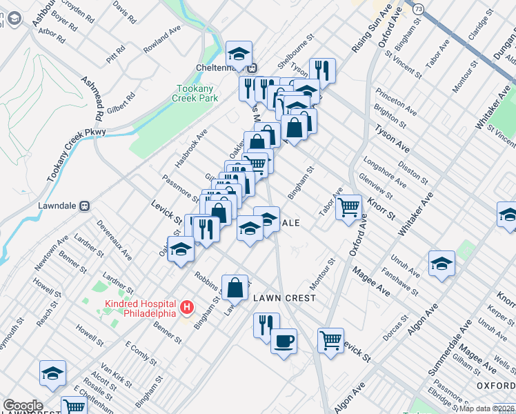 map of restaurants, bars, coffee shops, grocery stores, and more near in Philadelphia