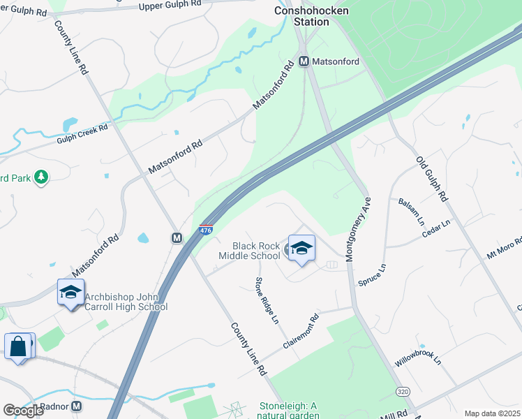 map of restaurants, bars, coffee shops, grocery stores, and more near 2181 North Stone Ridge Lane in Villanova