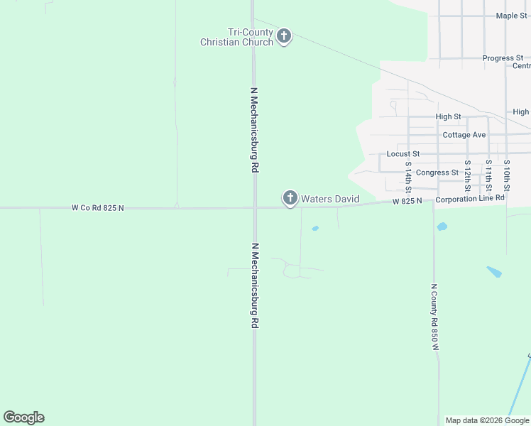 map of restaurants, bars, coffee shops, grocery stores, and more near 8943 West Co Road 825 North in Middletown