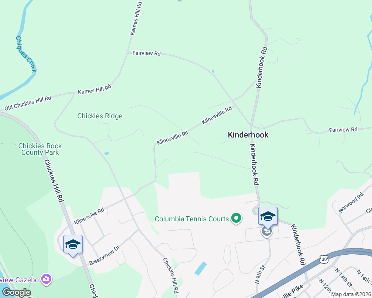 map of restaurants, bars, coffee shops, grocery stores, and more near 4578 Klinesville Road in Columbia