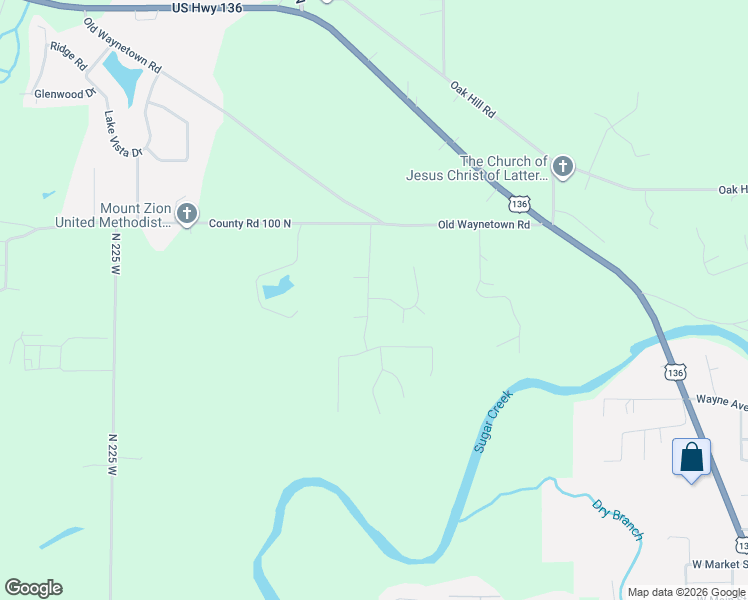 map of restaurants, bars, coffee shops, grocery stores, and more near 1945 West Maple Court in Crawfordsville