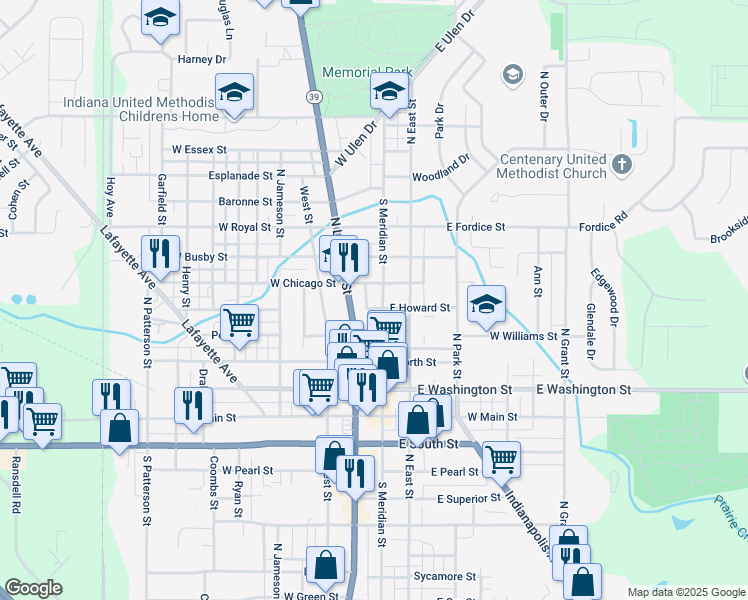 map of restaurants, bars, coffee shops, grocery stores, and more near 517 North Lebanon Street in Lebanon