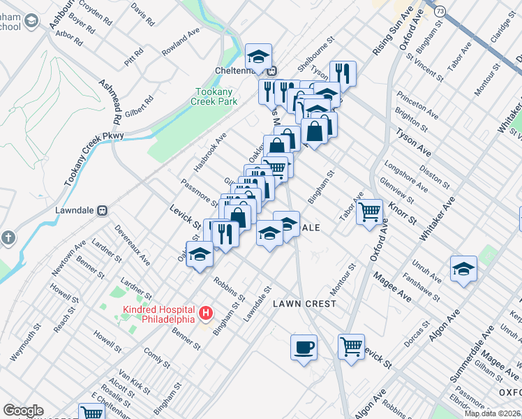 map of restaurants, bars, coffee shops, grocery stores, and more near in Philadelphia