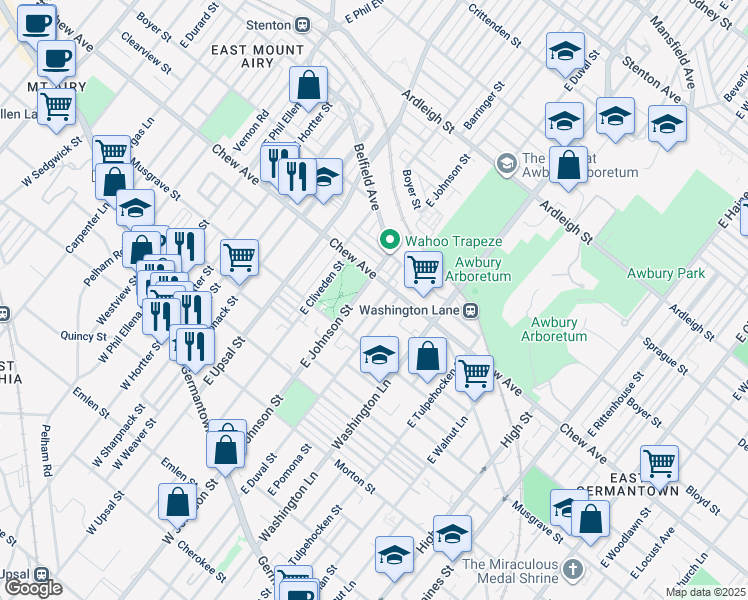 map of restaurants, bars, coffee shops, grocery stores, and more near in Philadelphia