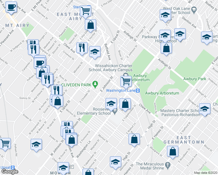 map of restaurants, bars, coffee shops, grocery stores, and more near 535 Brinton Street in Philadelphia