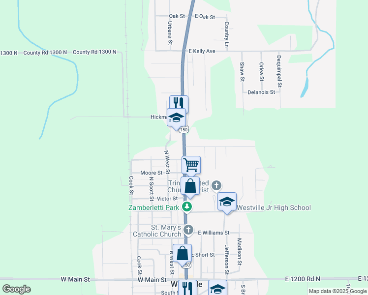map of restaurants, bars, coffee shops, grocery stores, and more near 918 North State Street in Westville