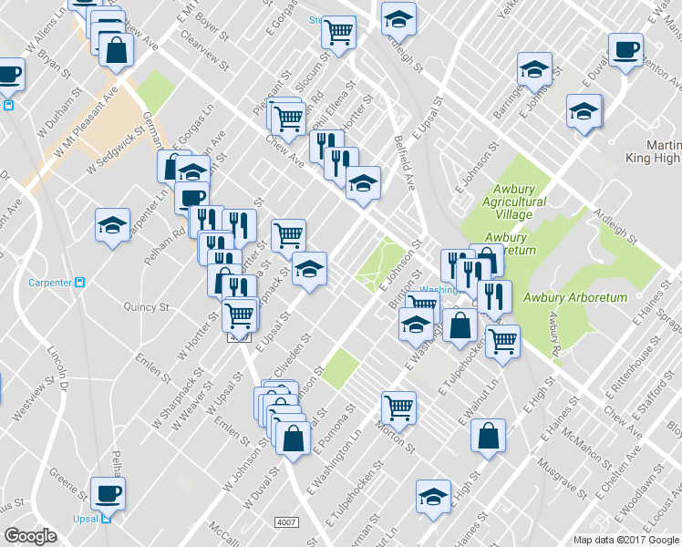 map of restaurants, bars, coffee shops, grocery stores, and more near 6466 Musgrave Street in Philadelphia