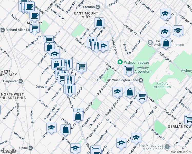 map of restaurants, bars, coffee shops, grocery stores, and more near 6468 Musgrave Street in Philadelphia