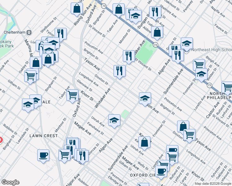 map of restaurants, bars, coffee shops, grocery stores, and more near 918 Disston Street in Philadelphia