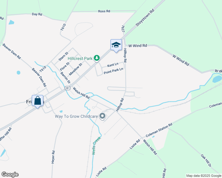 map of restaurants, bars, coffee shops, grocery stores, and more near 177 Waterloo Street in Friedens