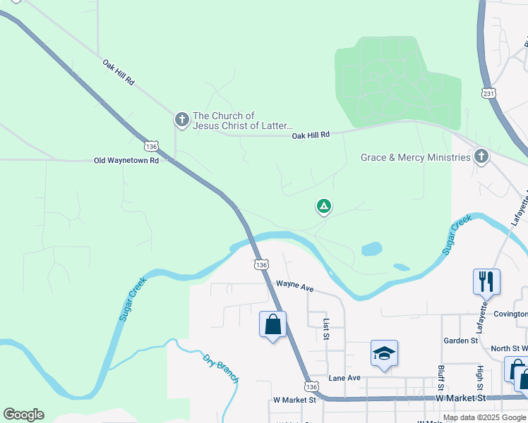 map of restaurants, bars, coffee shops, grocery stores, and more near 942 West 83 North in Crawfordsville