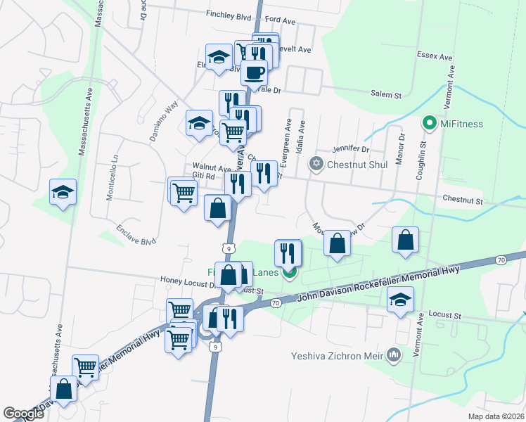 map of restaurants, bars, coffee shops, grocery stores, and more near 27 Blue River Way in Lakewood