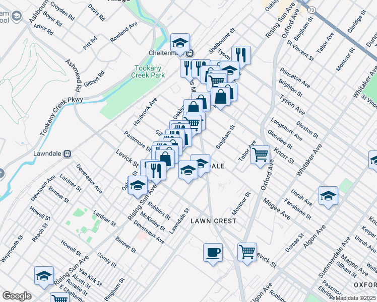 map of restaurants, bars, coffee shops, grocery stores, and more near in Philadelphia
